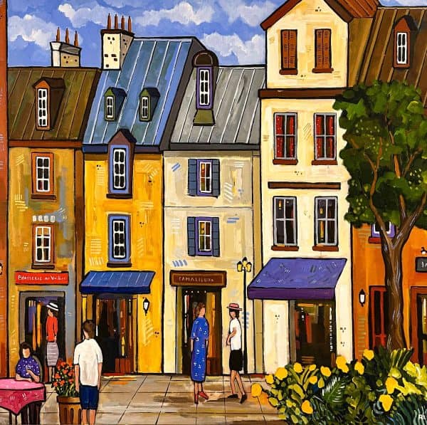 Contemporary Art. Title: Honfleur So Beautiful, Acrylic on Canvas, 30 x 36 in by Canadian Artist Alain Bédard.