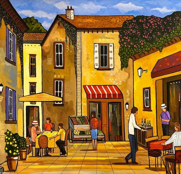 Contemporary Art. Title: Lunchtime, Acrylic on Canvas, 30 x 36 in by Canadian Artist Alain Bédard.