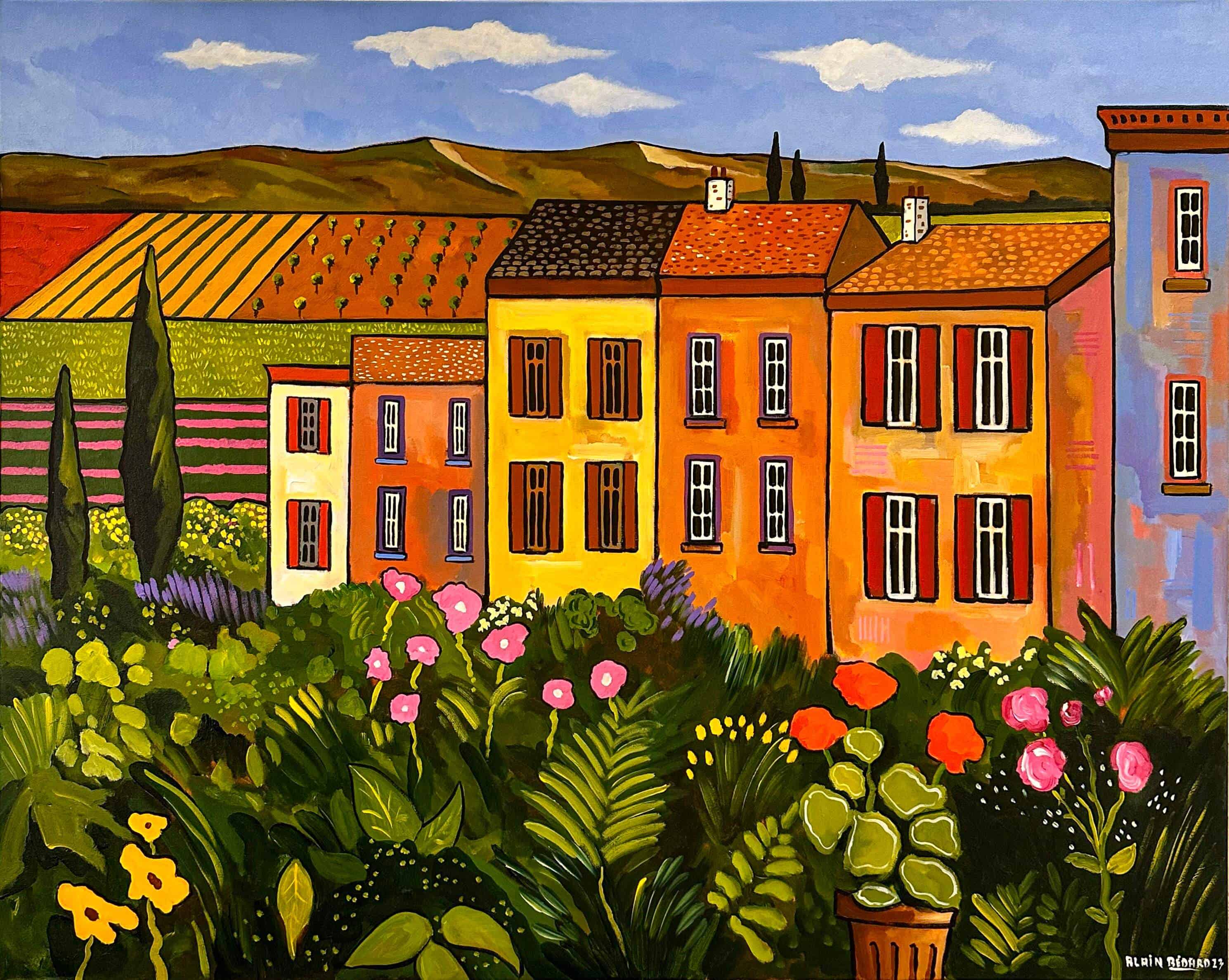 Contemporary Art. Title: The Valley, Acrylic on Canvas, 32 x 40 in by Canadian Artist Alain Bédard.