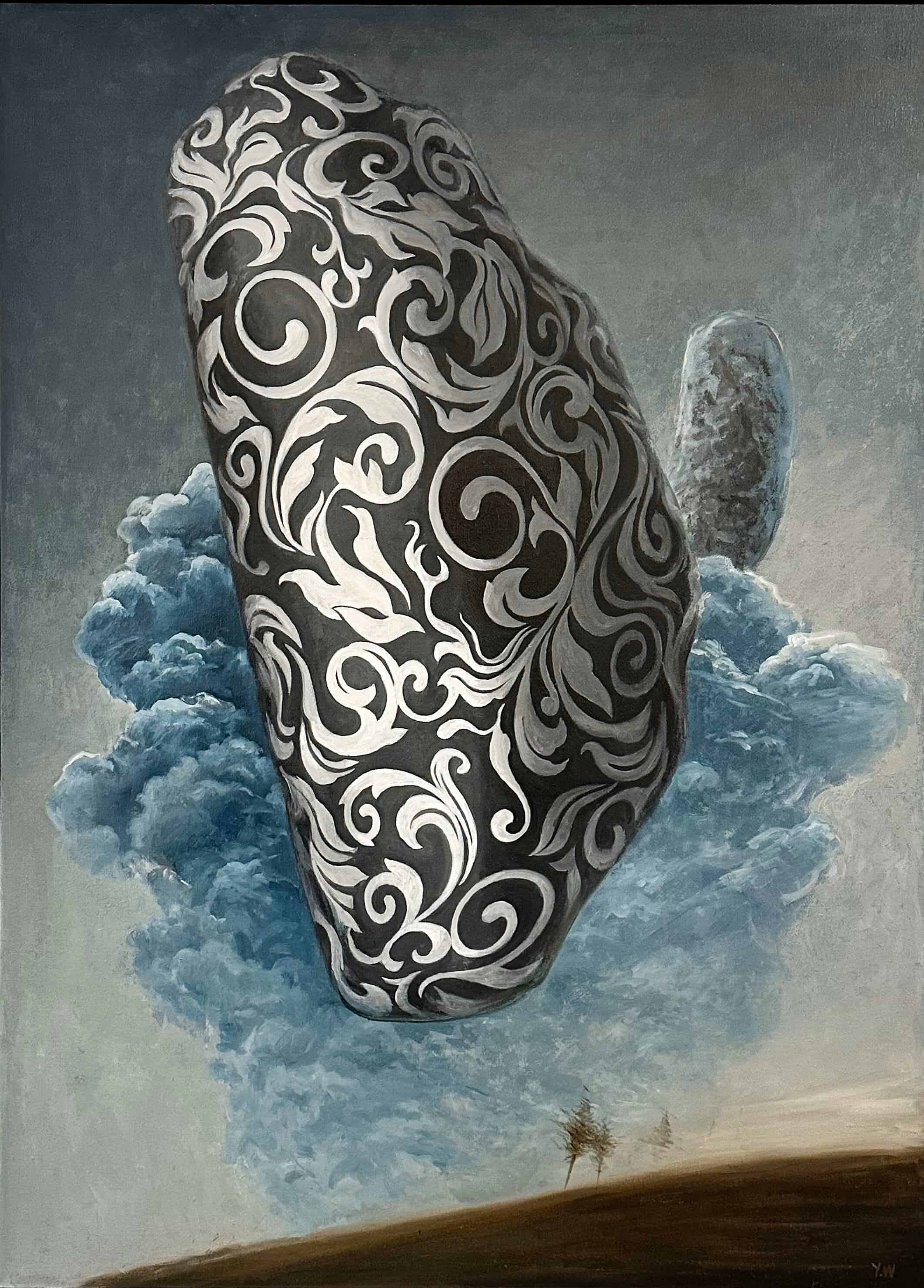 Contemporary Art. Title: Ascent, Oil on Canvas, 39 x 31 in by Canadian artist Wu Yang.