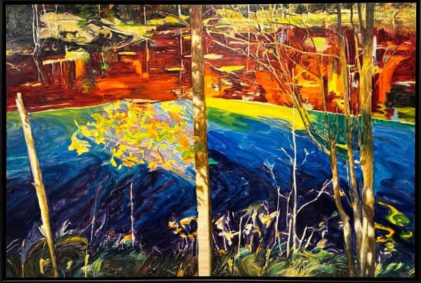 Contemporary art. Title: A Fall of Yellow on Blue, Oil on Canvas, 53 x 79 in by Canadian artist Paul Chizik.