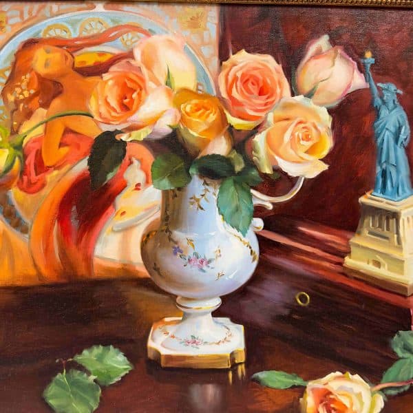 Contemporary Art. Title: Liberty Roses, 26 x 26 in by Canadian artist Masoud Habibyan.