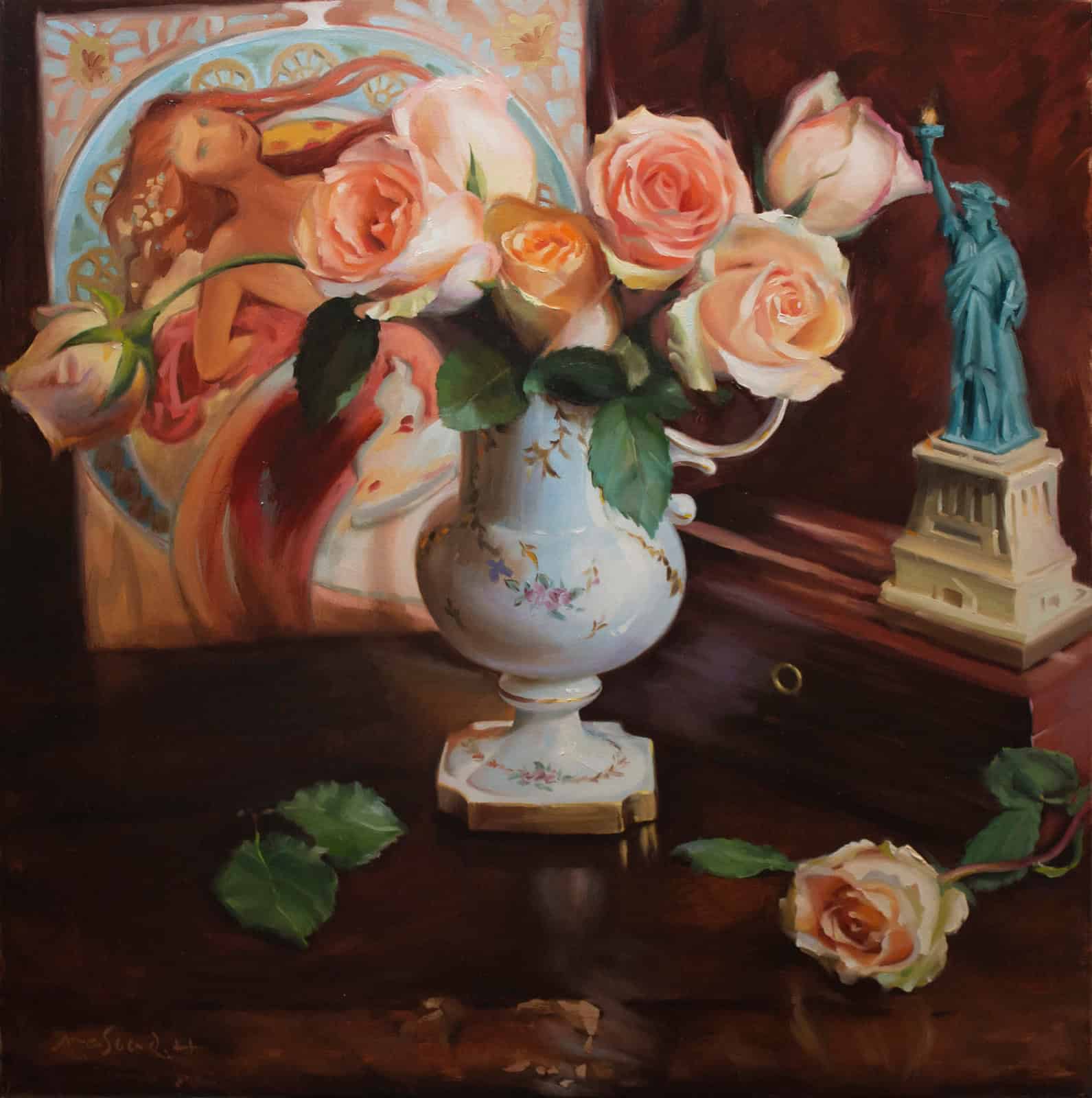 Contemporary Art. Title: Liberty Roses, 26 x 26 in by Canadian artist Masoud Habibyan.