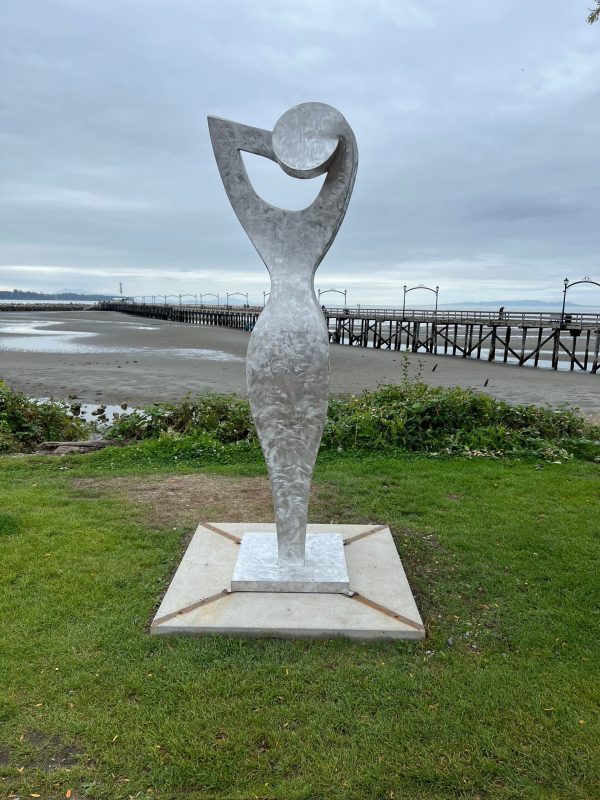 Public Sculpture. Title: In Love with the Wind, Outdoor Sculpture, Aluminum, 90x30x30 in by Canadian sculptor Serge Mozhnevsky.