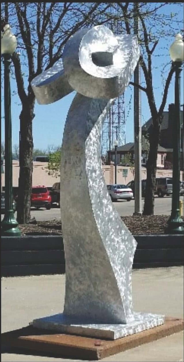 Abstract Public Sculpture. Title: In Love with the Sky, Aluminum, H 10 ft by Canadian sculptor Serge Mozhnevsky.