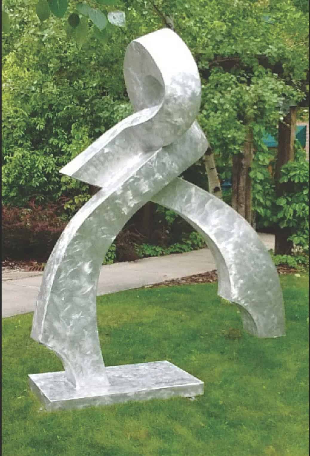 Abstract Public Sculpture. Title: Overcoming, Aluminum, H 7 ft by Canadian sculptor Serge Mozhnevsky.