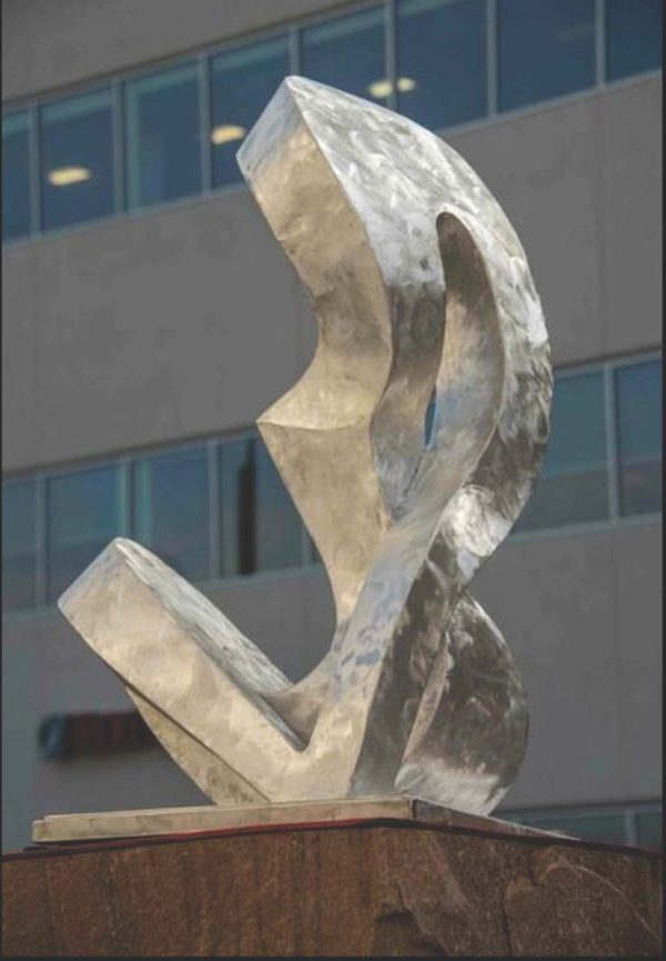 Abstract Public Sculpture. Title: Serenity, Outdoor Sculpture, Aluminum, 36x21x19 in by Canadian sculptor Serge Mozhnevsky.