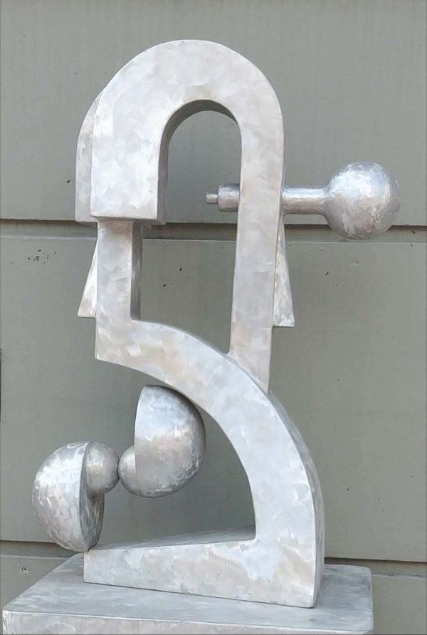 Abstract Public Sculpture. Title: To See and To Say, Aluminum, H 3 ft by Canadian sculptor Serge Mozhnevsky.