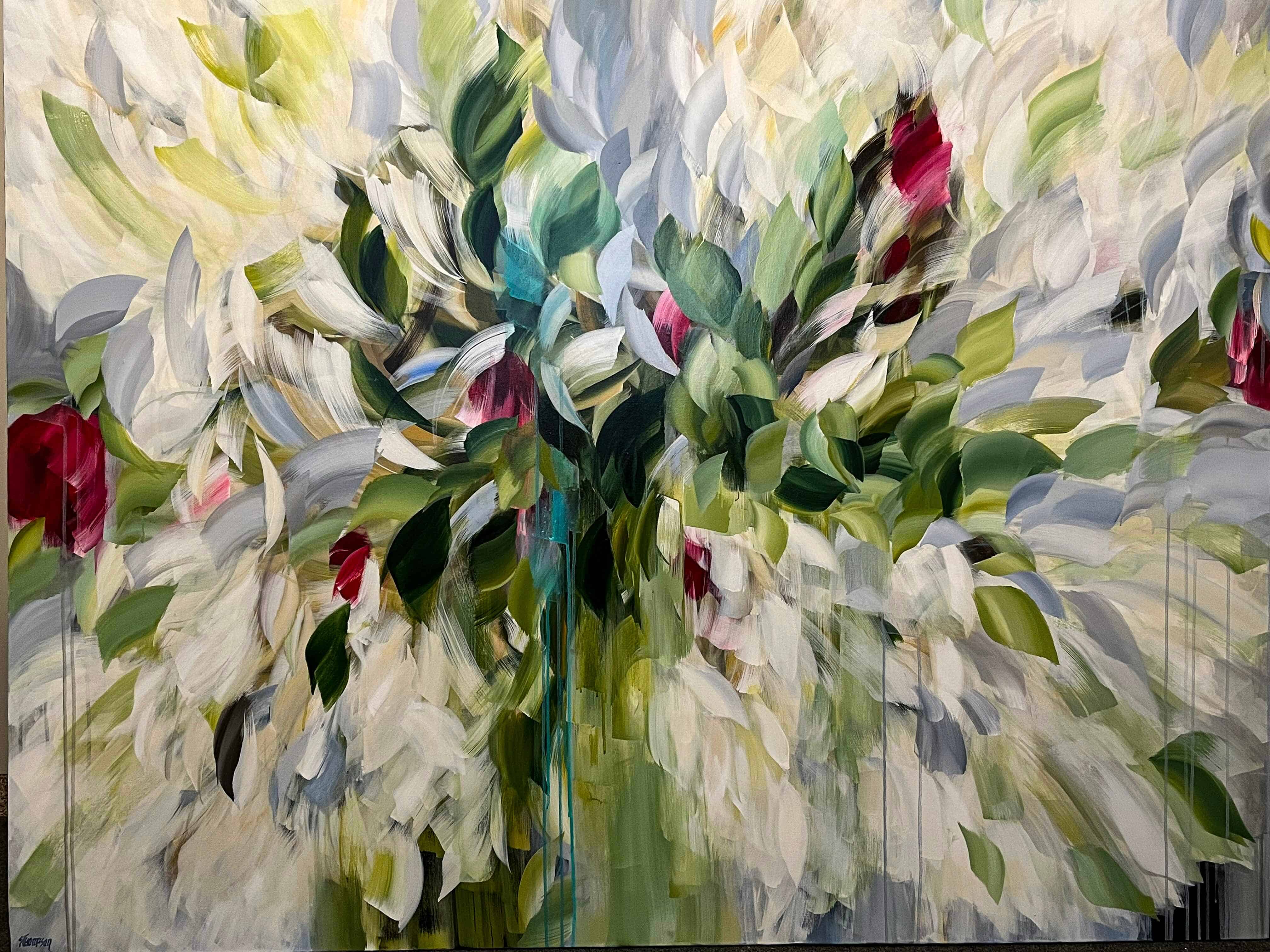 Contemporary art. Title: Carra's Veil, Acrylic on Canvas, 48 x 60 in by Canadian artist Shirley Thompson.