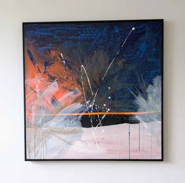 Abstract Artwork. Title: Cosmic Horizon, Mixed Media on Canvas, 36x36 in by Canadian artist David Hovan.