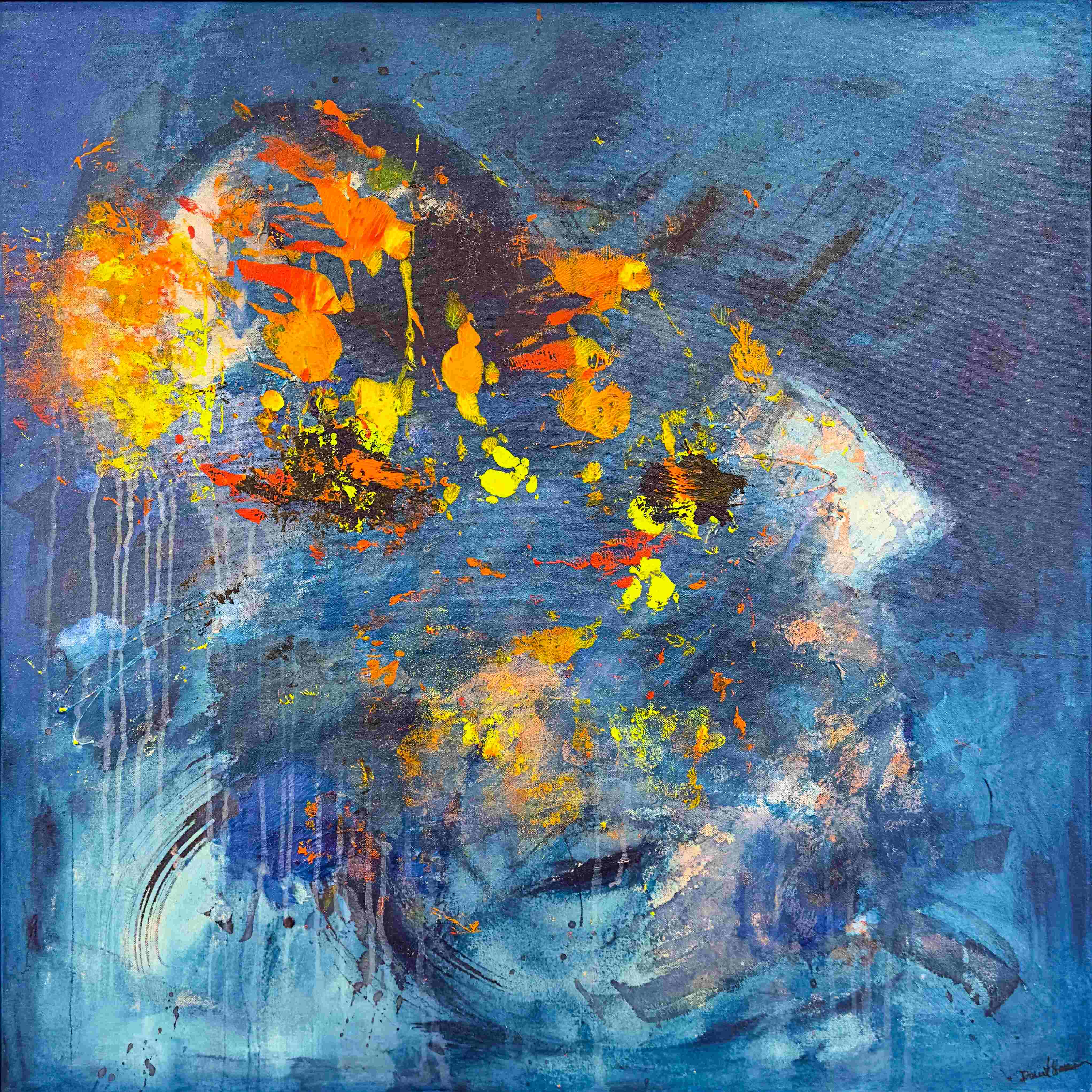 Abstract Artwork. Title: Sea of Euphoria, Mixed Media on canvas, 36x36 in by Canadian artist David Hovan.