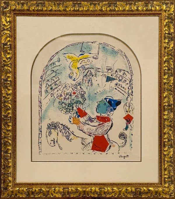 Marc-Chagall-The-Circus-with-the-Angel-Lithograph-on-Laid-Paper-26-x-20-in-Museum-Framing