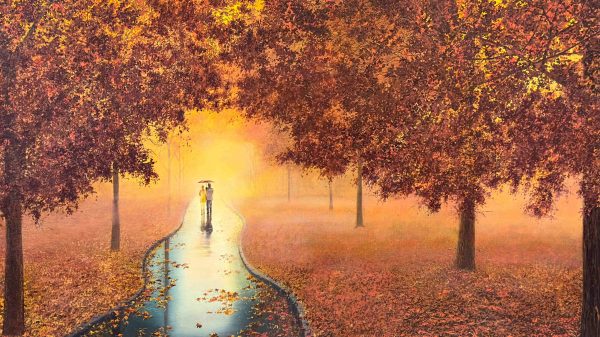 Contemporary Art. Title: Autumn, Oil on Canvas, 28x52 in by Canadian artist Ion Rosca.