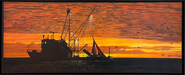 Contemporary Art. Title: Back Home, Oil on Canvas, 16x40 in by Canadian artist Ion Rosca.