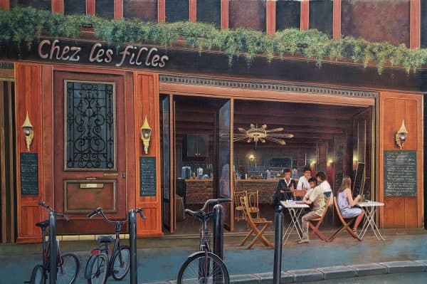 Contemporary Art. Title: Chez les Filles, Oil on Canvas, 24x36 in by Canadian artist Ion Rosca.