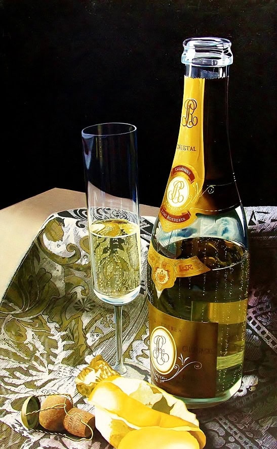 Contemporary Art. Title: Sip, Oil on Canvas, 46x29 in by Canadian artist Ion Rosca.