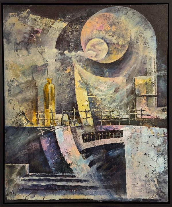 Abstract Art. Title: The Mystery of the Moon, Oil on Canvas, 36 x 30 in by Contemporary Canadian Artist Serge Mozhnevsky.