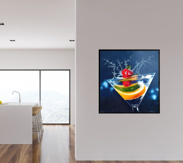 Contemporary Art. Title: Cocktail Glass, Oil on Canvas, 37 x 35 in by Austrian artist Heinz Schölnhammer.