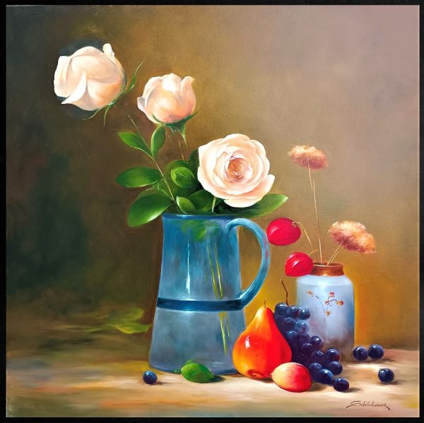 Contemporary Art. Title: Still Lifes, Oil on Canvas, 24 x 24 in by Austrian artist Heinz Schölnhammer.