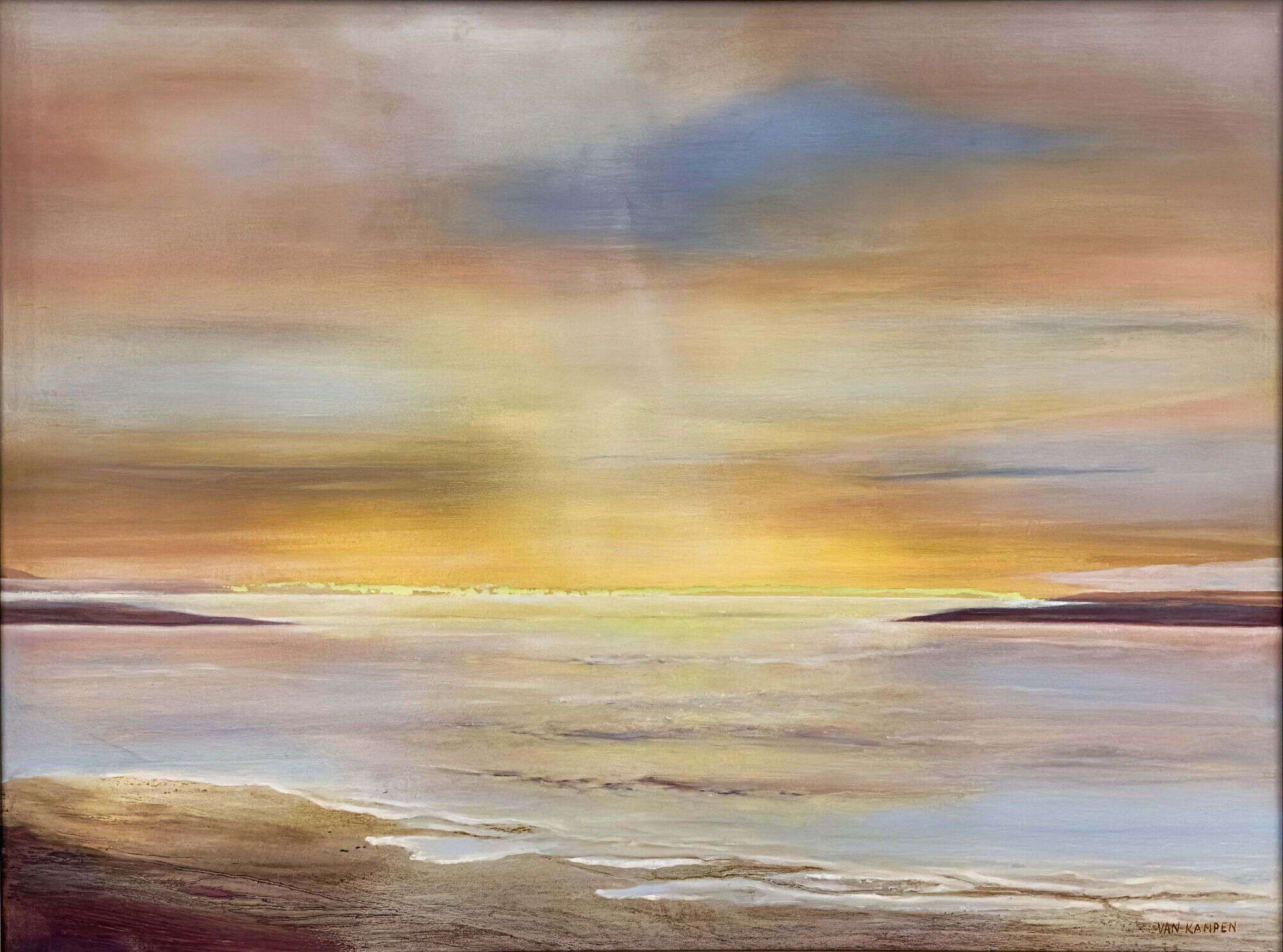 Contemporary Art. Title: First Light, Mixed Media on Canvas, 30 x 40 in by Canadian artist Katherine van Kampen.