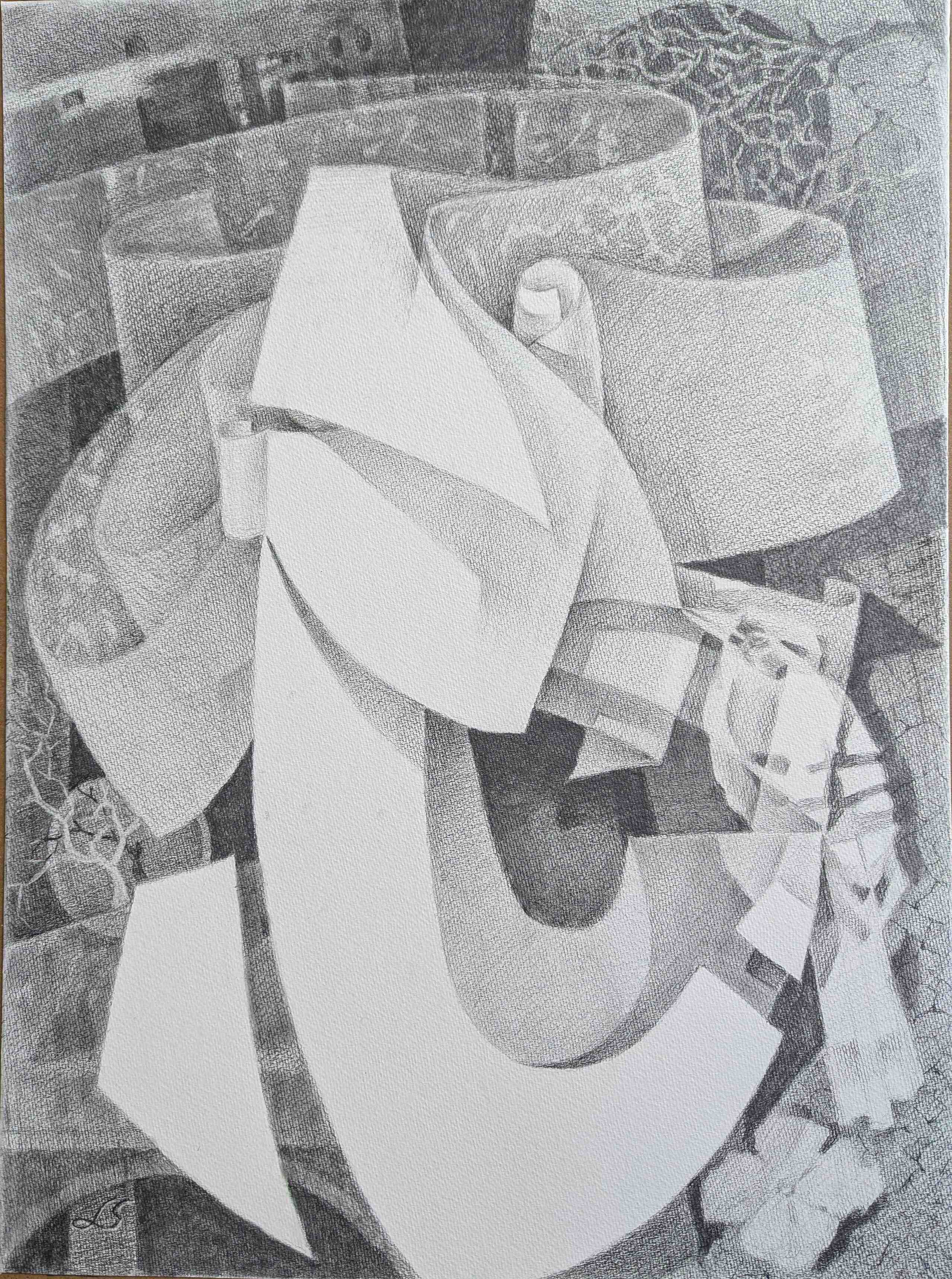 Abstract Art. Title: Guest, Pencil on Paper-23 x 17 in by Contemporary Canadian Artist Serge Mozhnevsky.