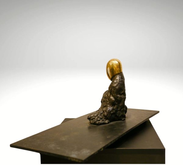 Contemporary Sculpture. Title: Primordial Chaos, 10x23.5x10 in by Gao Feng, Bronze, Vancouver Fine Art Gallery.