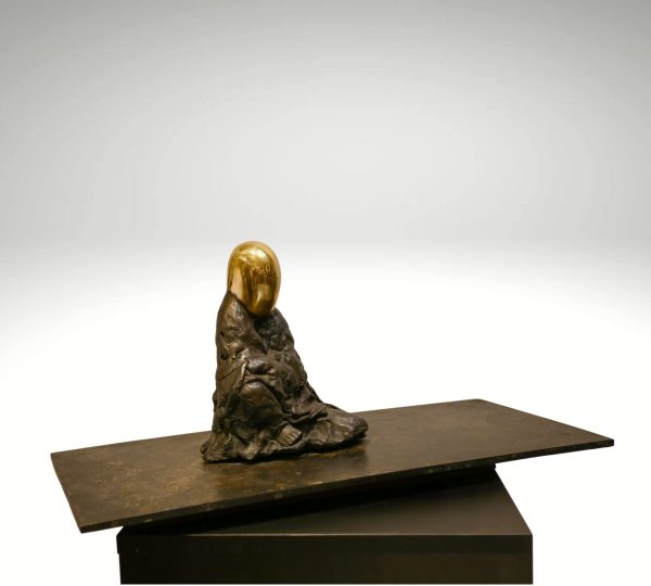 Contemporary Sculpture. Title: Primordial Chaos, 10x23.5x10 in by Gao Feng, Bronze, Vancouver Fine Art Gallery.