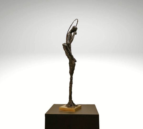 Contemporary Sculpture. Title: The Bodhi Tree Never Was, 28.5x6.5x5.5 in by Gao Feng, Bronze, Vancouver Fine Art Gallery.