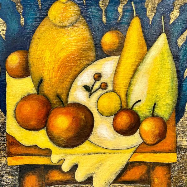 Contemporary Art. Title: Feeling of Freedom, 41 x 41 in, Encaustic on Canvas by Canadian artist Slava Tch, Vancouver Fine Art Gallery.