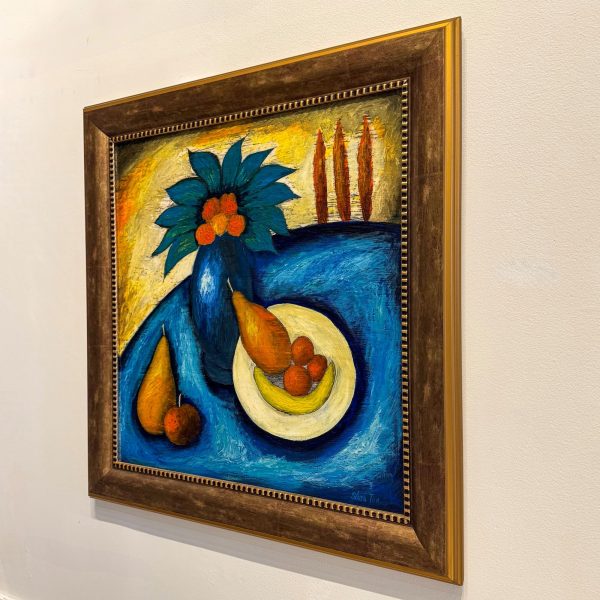 Contemporary Art. Title: Morning Mood, 23 x 21 in , Encaustic on Cardboard by Canadian artist Slava Tch, Vancouver Fine Art Gallery.