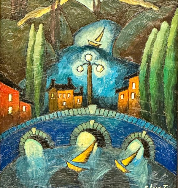 Contemporary Art. Title: Harmony, 10x8 in, Encaustic on wood by Canadian artist Slava Tch, Vancouver Fine Art Gallery.
