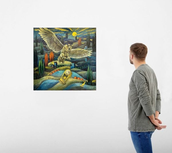 Contemporary Art. Title: Lost Time_36x36 in _Encaustic on Canvas by Canadian artist Slava Tch, Vancouver Fine Art Gallery.