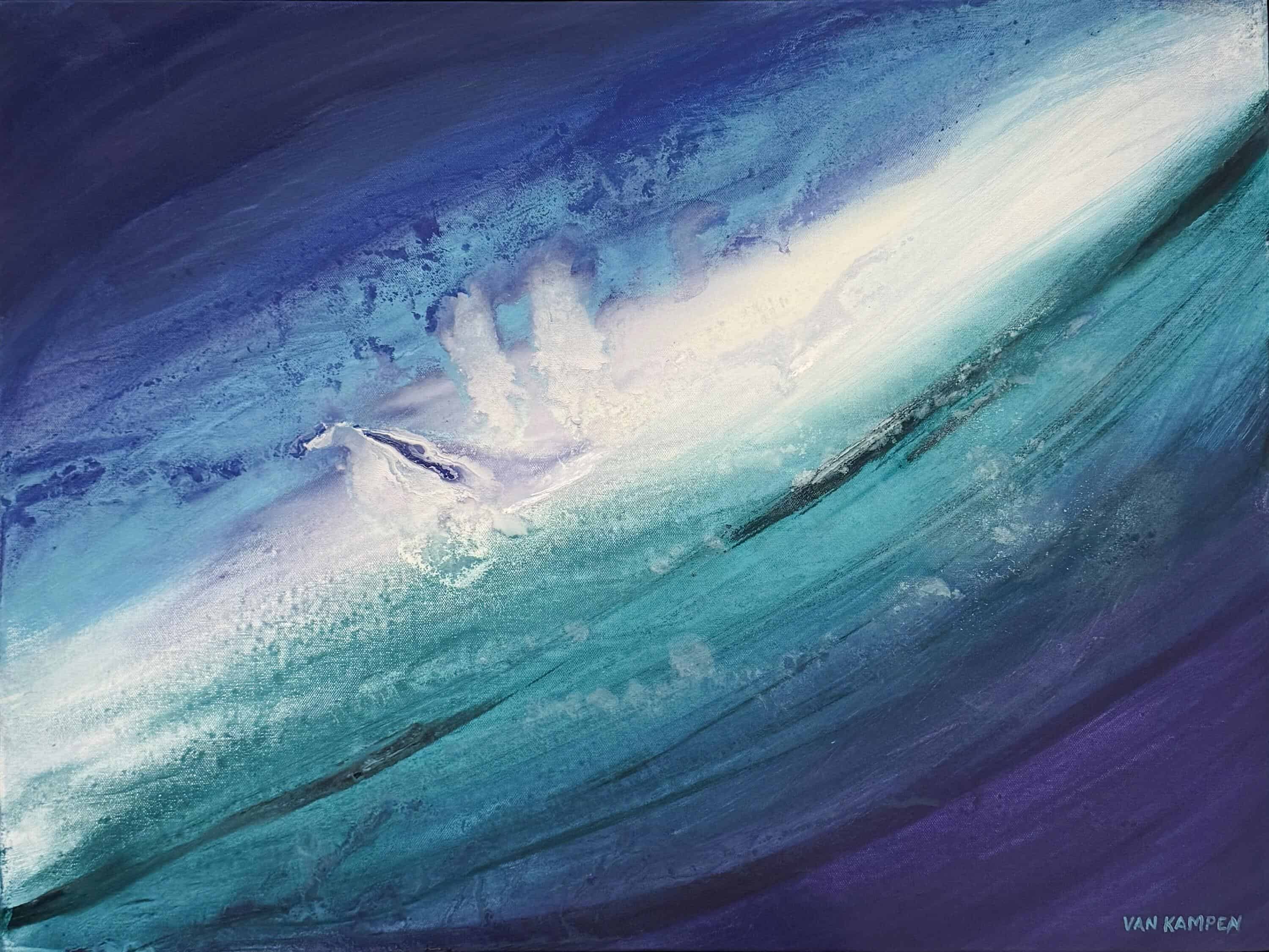 Contemporary Art. Title: Nature's Mystery, Mixed Media on Canvas, 23.5 x 31.5 in by Canadian artist Katherine van Kampen. Vancouver Fine Art Gallery.