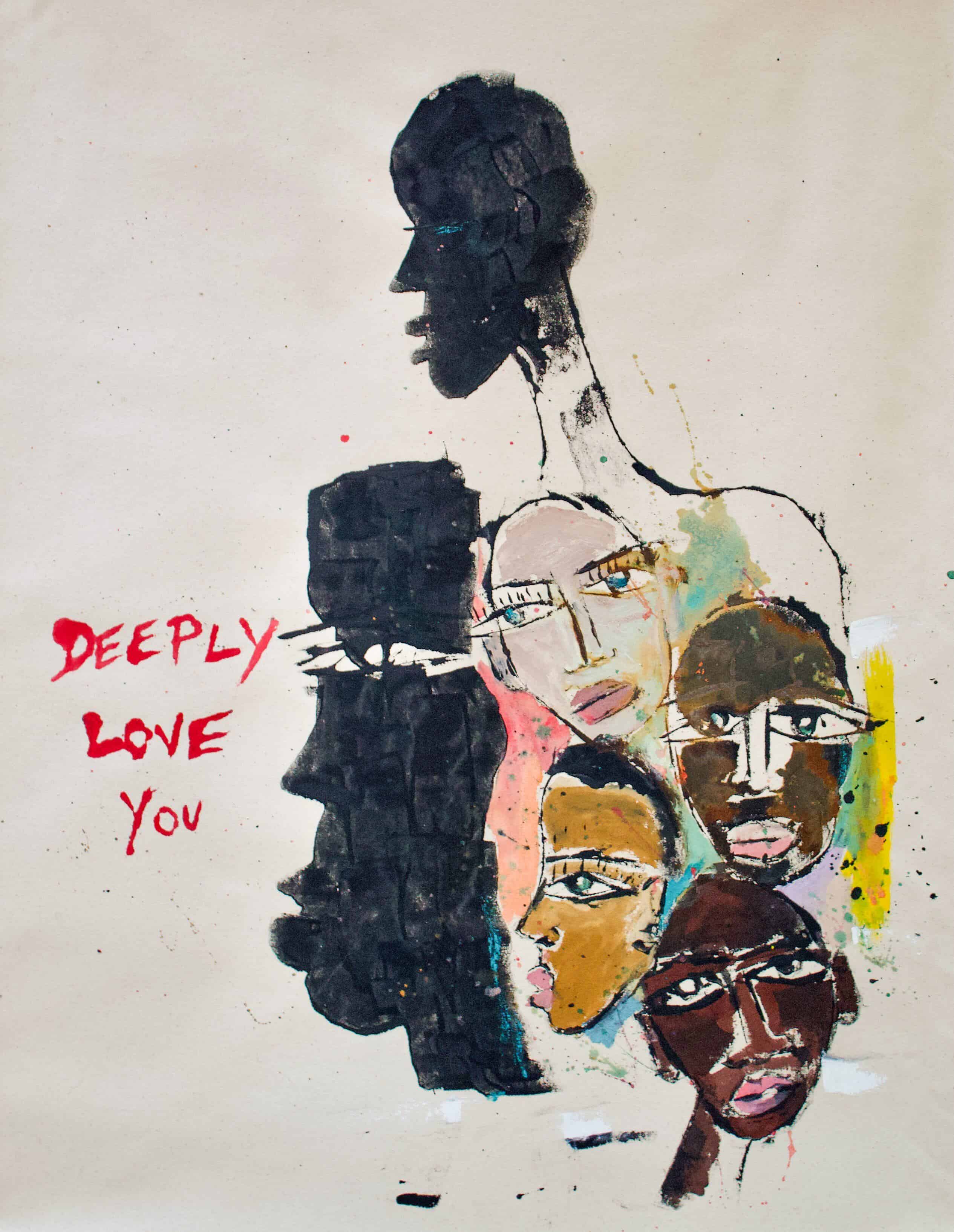 Pop & Contemporary Pop. Title: Deeply Love You, Acrylic on Canvas, 35 x 25 in by Miles Regis, Vancouver Fine Art Gallery.