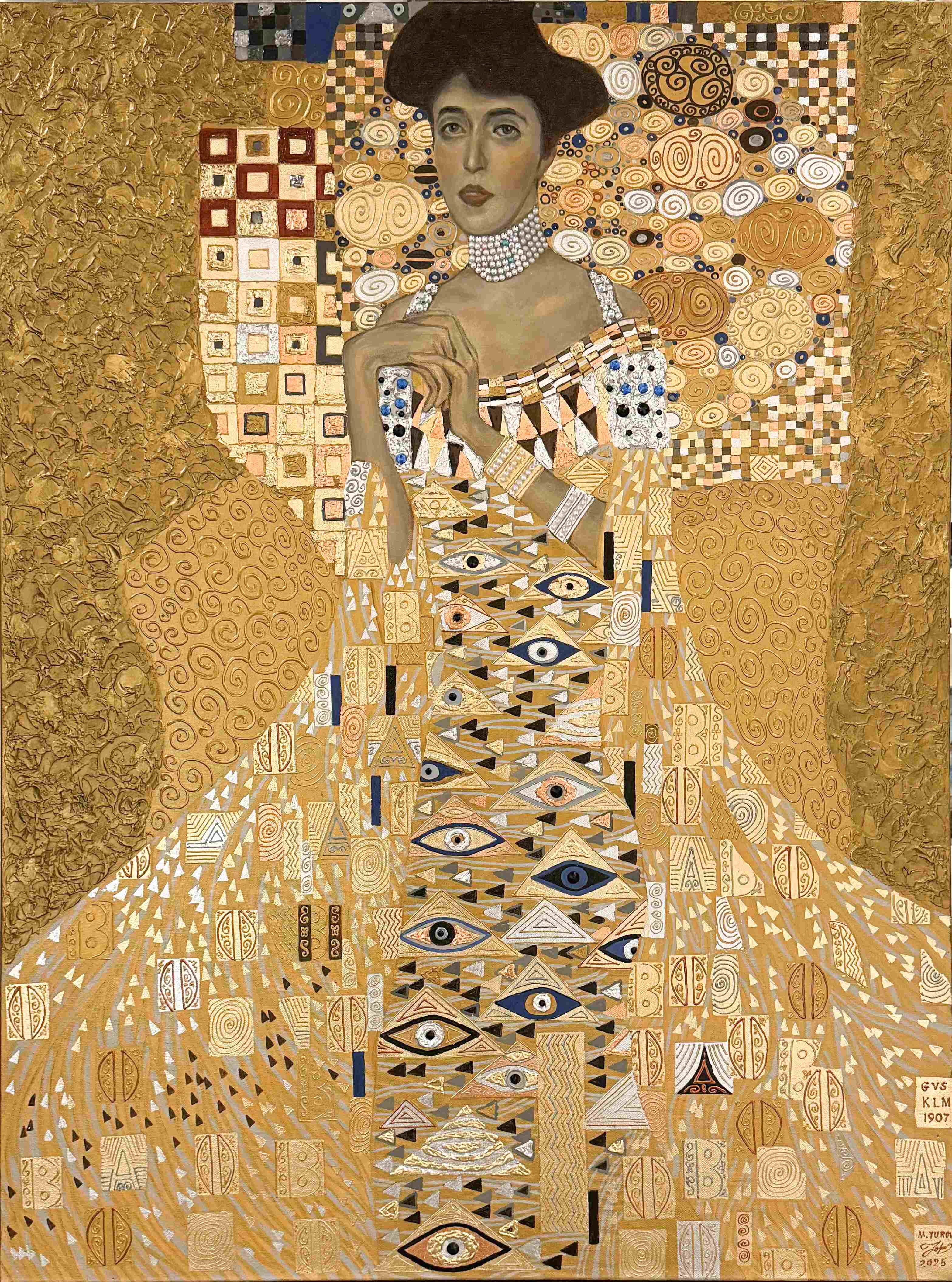 Contemporary Art. Title: Golden Adele, Replica Painting, Mixed Media_48 x 36 in by artist Mykola Yurov. Vancouver Fine Art Gallery.