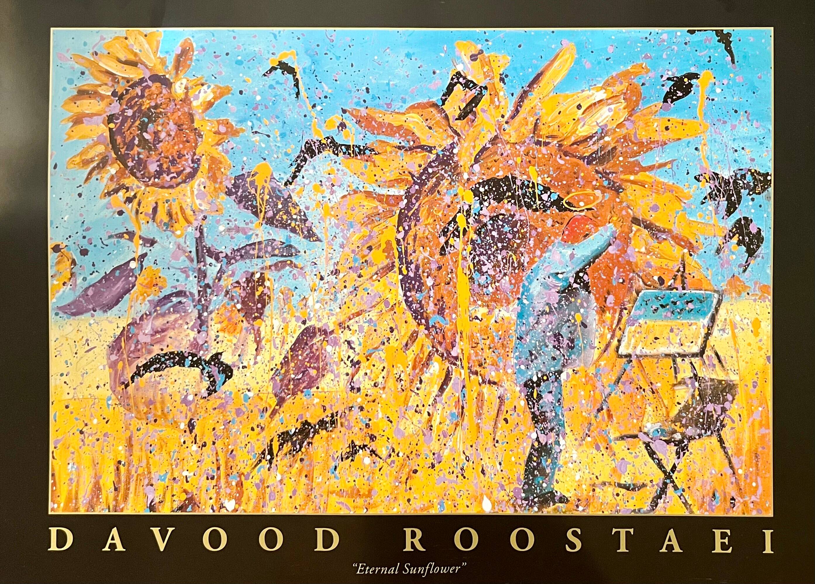 Contemporary art. Title: Eternal Sunflower_Poster_22 x 35 in_1996 by Davood Roostaei. Vancouver Fine Art Gallery.