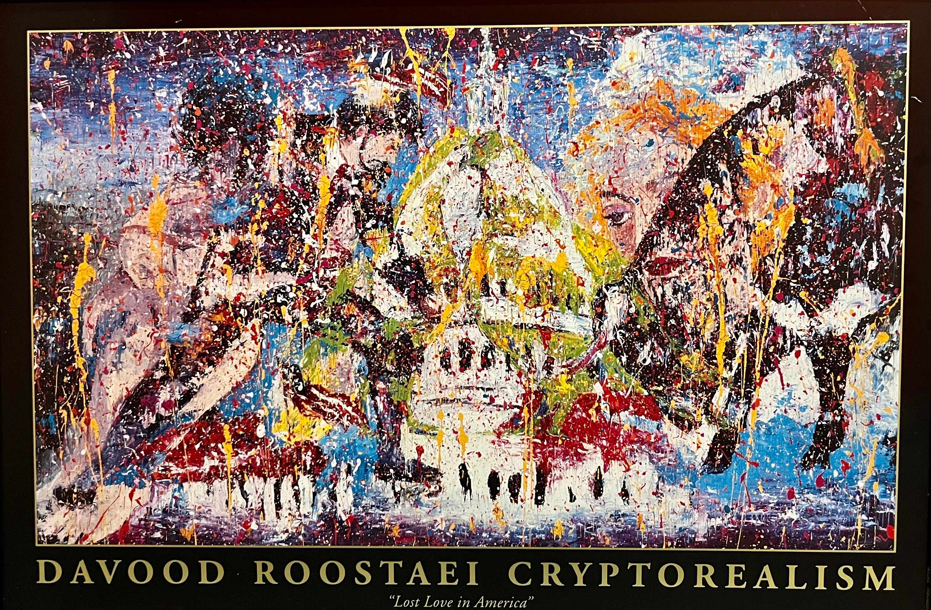 Contemporary art. Title: Lost Love in America_22 x 35 in_1996 by Davood Roostaei. Vancouver Fine Art Gallery.