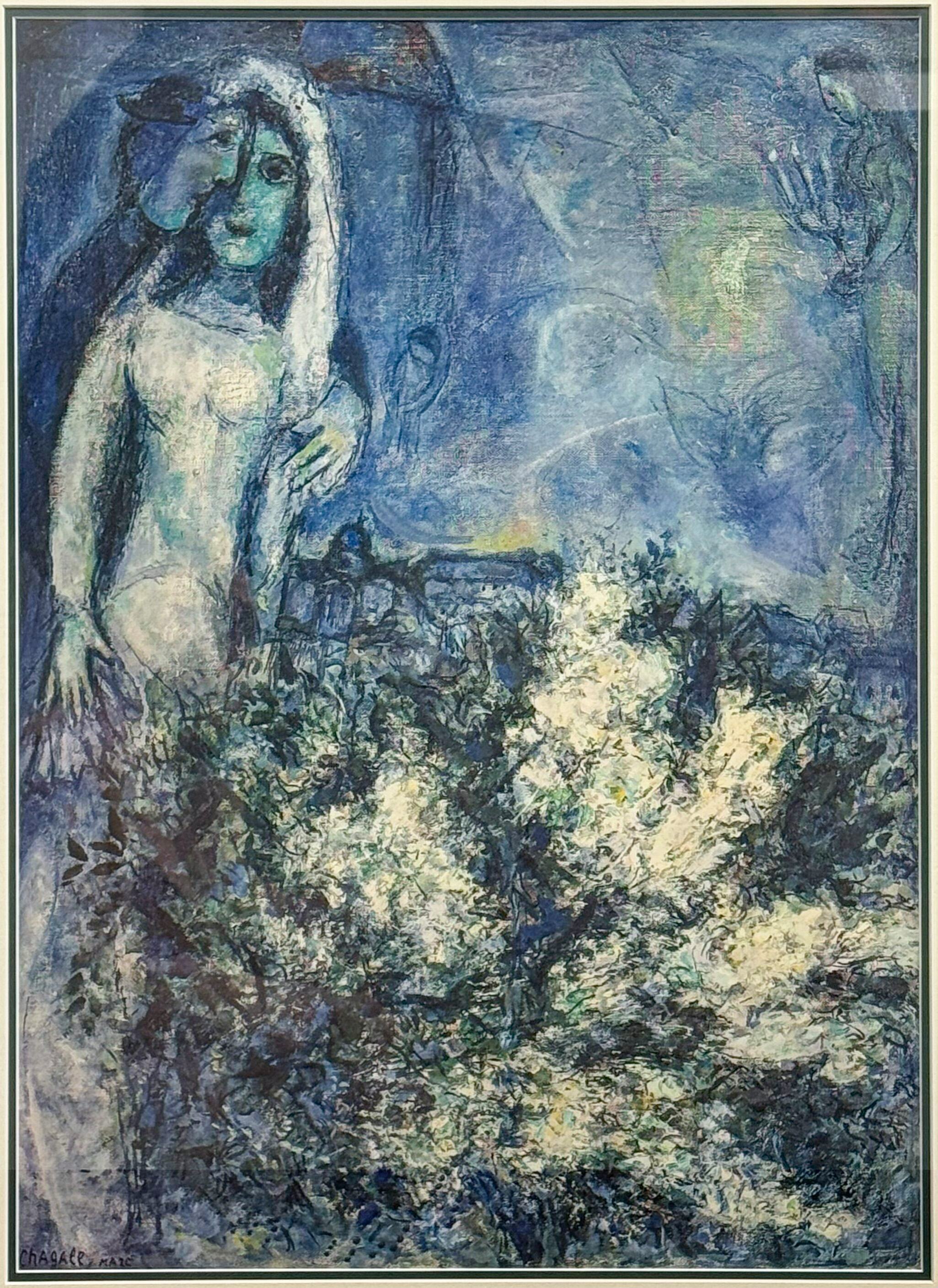 Old Masters. Title: Levkojen_Lithograph_25 x 18 in by Marc Chagall. Vancouver Fine Art Gallery.