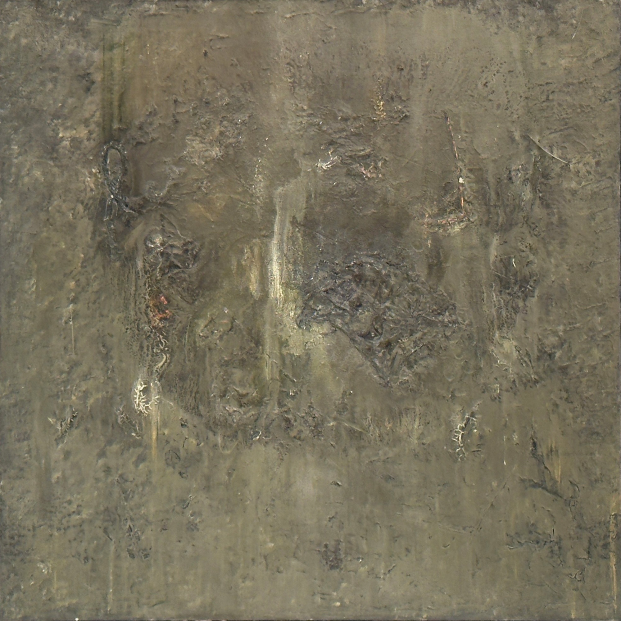 Dark Horse by G Kim Hinkson, mixed media abstract artwork with layered earth-toned textures and a quiet, meditative atmosphere