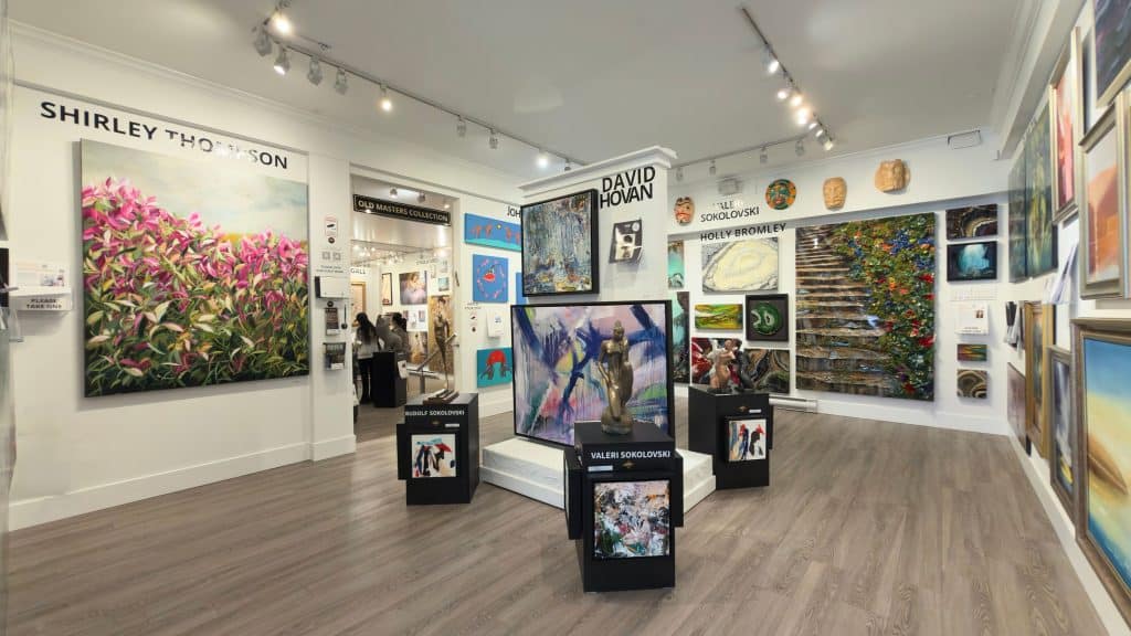Vancouver Fine Art Gallery interior showcasing contemporary artworks and exhibitions in South Granville
