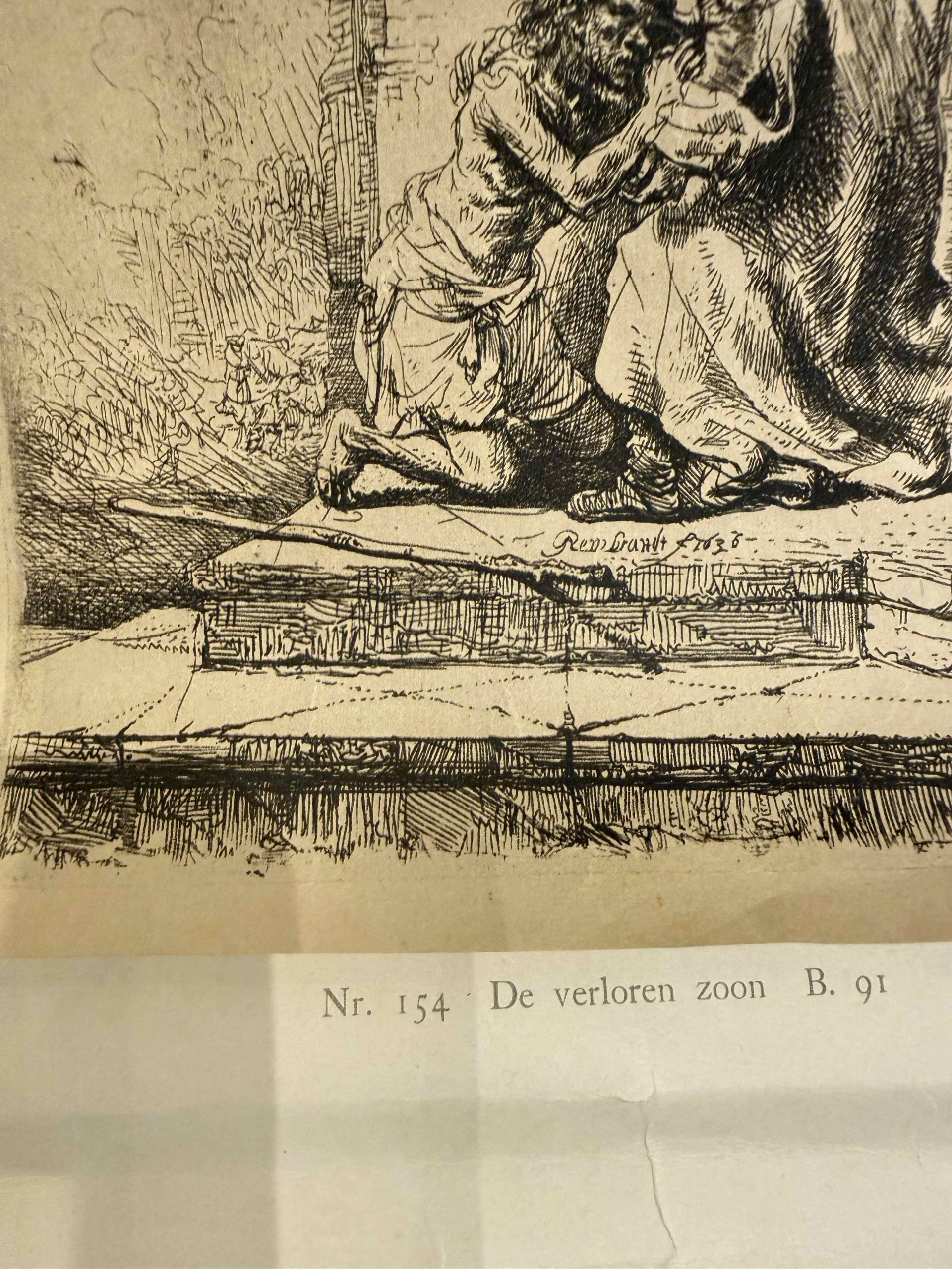 Rembrandt van Rijn, The Return of the Prodigal Son, original etching depicting the biblical reunion of the prodigal son and his father.