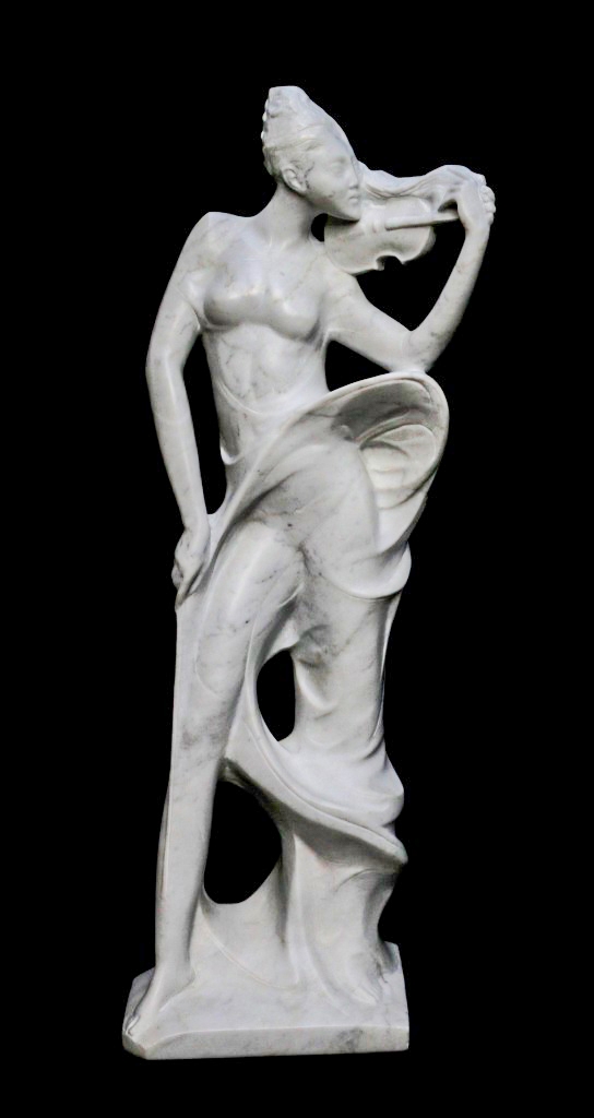 Valeri Sokolovski, Fantasy, figurative sculpture carved from Italian Carrara marble.