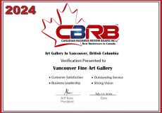 2024 CBRB Inc. Vancouver Fine Art Gallery Certificate
